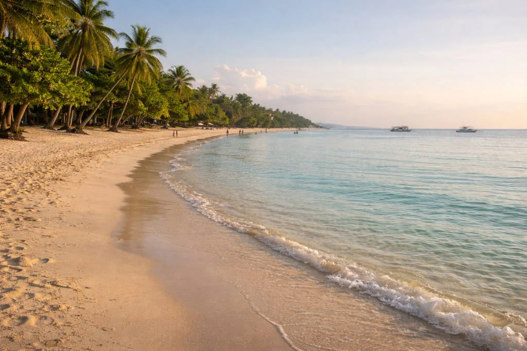 Best beaches in Bohol countryside wide shoreline view of Dumaluan Beach Panglao