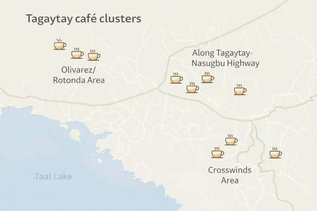 Tagaytay cafe clusters map for best cafes in tagaytay planning
