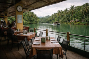 Bohol countryside travel guide photo of a Loboc River lunch cruise boat on the river