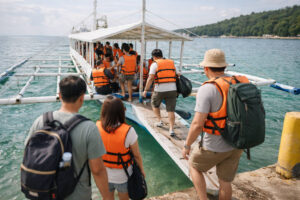Boarding banca from Maya to Malapascua on cagayan de oro to malapascua route