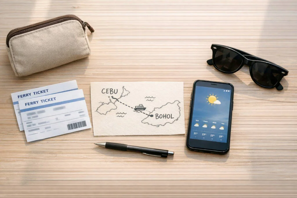 Cebu and Bohol itinerary loop planning with ferry route map and travel essentials