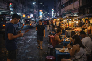 Cebu night market food cluster in downtown Colon with street-style stalls at night - 2