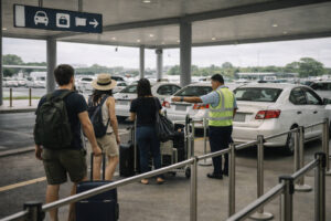 Metered taxi pickup at airport queue for clark airport to manila transfers