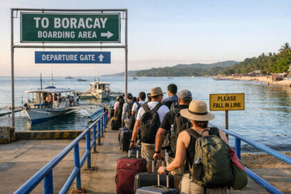 Davao City to Boracay arrival transfer at Caticlan Jetty Port with boats and passengers