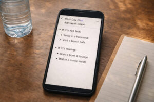 Bantayan Island rest day plan with heat and rain options