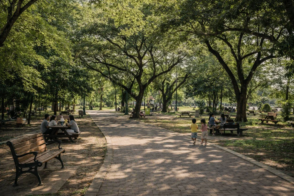 free things to do in puerto princesa shaded city park seating area for a rest break