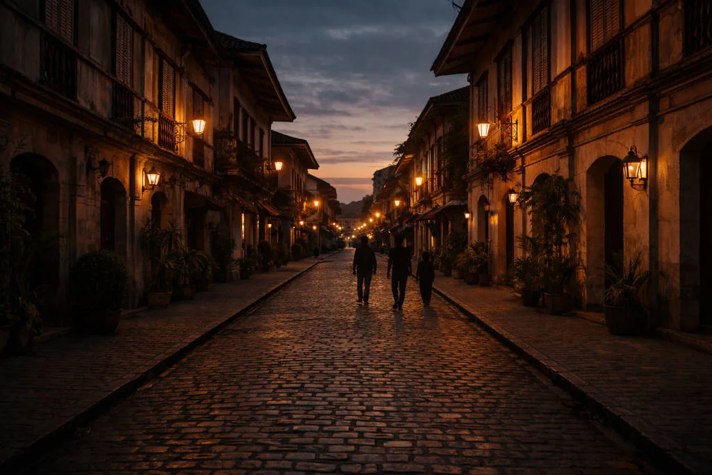 evening walking vibe in free things to do in vigan on the heritage street