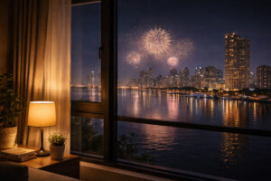 Watching fireworks from a quiet, safe distance in Metro Manila, happy new year philippines