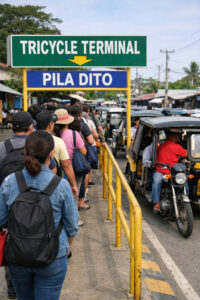 Designated tricycle queue showing how to get around Bicol with less negotiation
