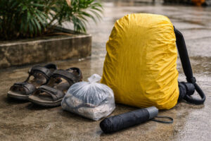 Rain protection for luggage during boat and tricycle rides in Romblon for how to get around Romblon