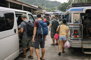 Shared rides at a terminal in Romblon for longer road trips and how to get around Romblon