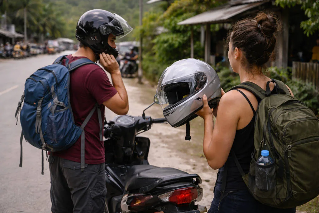 Habal-Habal Ride In Siargao With Helmet Safety for How To Get Around Siargao