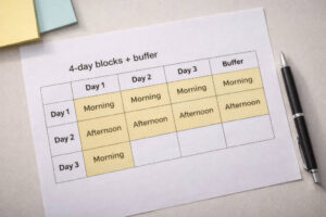 Printed itinerary blocks with buffer plan for iloilo city itinerary 4 days realistic pacing