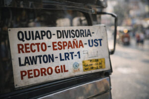 jeepney and tricycle guide detail of jeepney route signboard cues and landmarks