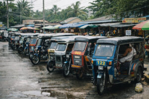 jeepney and tricycle guide showing where tricycles wait at a town terminal