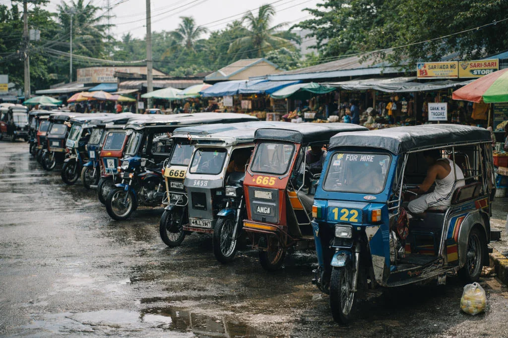 jeepney and tricycle guide showing where tricycles wait at a town terminal