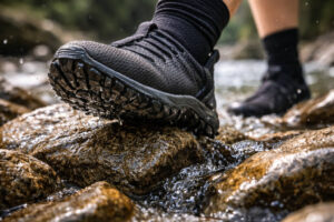 Grippy water shoes on slippery rocks for kawasan canyoneering