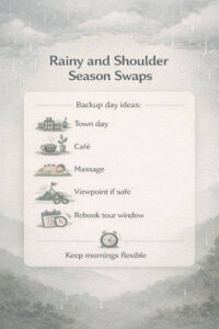 Palawan island hopping guide rainy season swaps for Palawan when boat tours stop