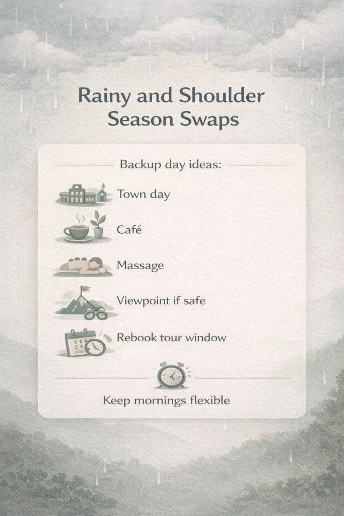 Palawan island hopping guide rainy season swaps for Palawan when boat tours stop