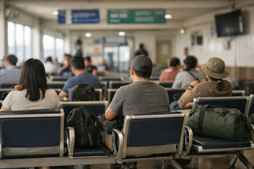 Philippines ferry tickets guide with a calm Philippine ferry terminal waiting area scene