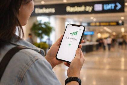 Philippines SIM card guide featured image of a traveler getting connected on arrival