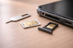 Philippines SIM card guide close-up of SIM card and tray tool for setup