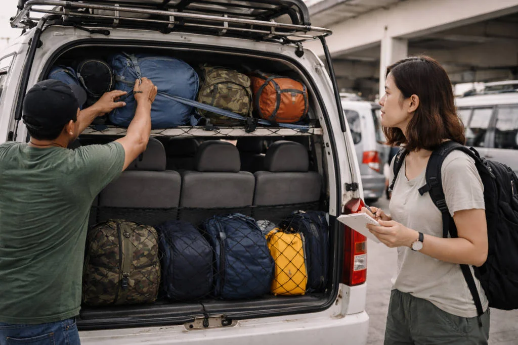 Luggage space and roof rack handling for philippines van transfers
