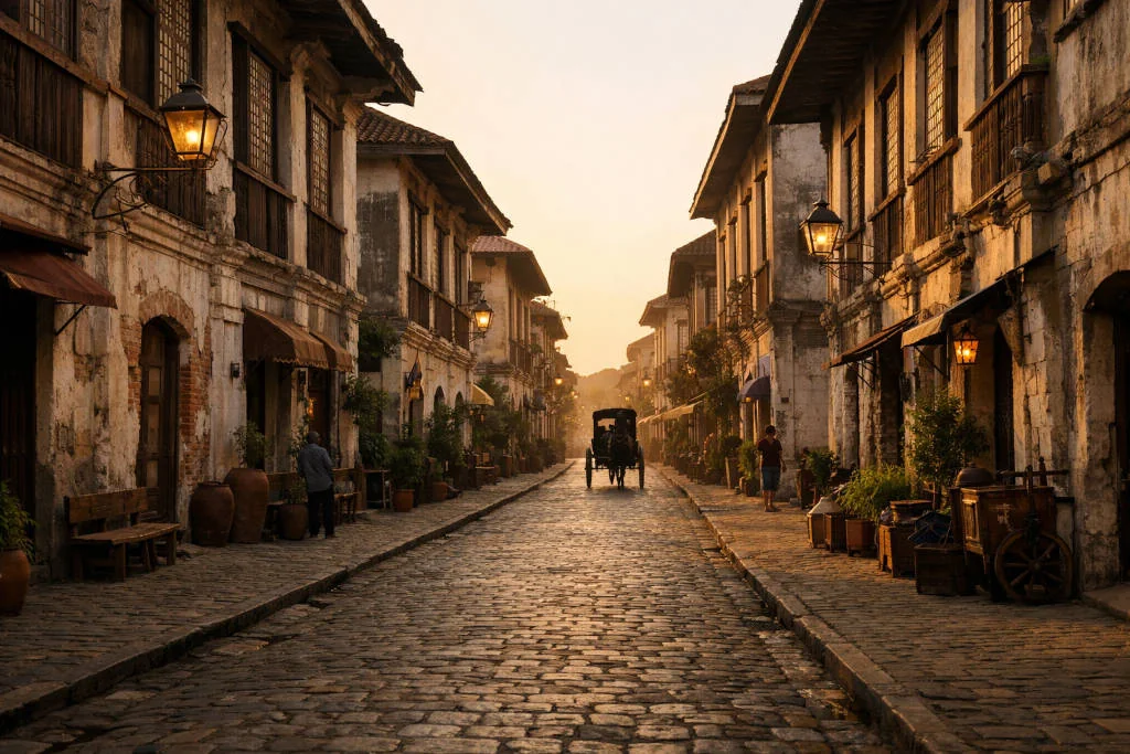 Calle Crisologo Vigan golden hour heritage street for photography spots in vigan