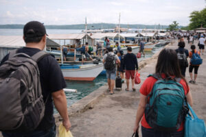 Matnog Port pumpboats staging area for pink beach sorsogon