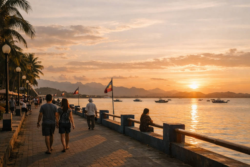 Puerto Princesa weekend trip mood at Puerto Princesa Baywalk during sunset