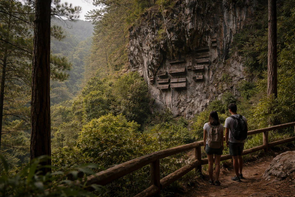Sagada hanging coffins viewpoint from trail for sagada itinerary 7 days