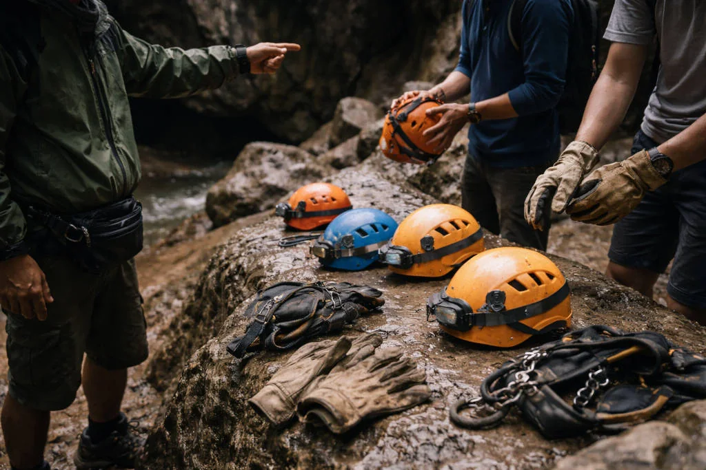 Preparing for Sumaguing Cave with guide for sagada itinerary 7 days