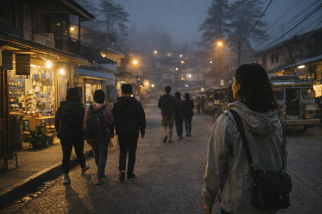 sagada nightlife in Sagada town proper at night with calm street lights and cool weather