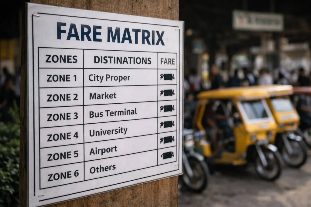 Checking a posted fare notice before riding, scams in ilocos norte normal pricing habit