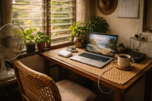 slow travel Philippines remote work setup with backup internet and power