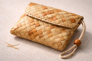 Checking finishing and sturdiness of a small craft in souvenir shopping in Zambales