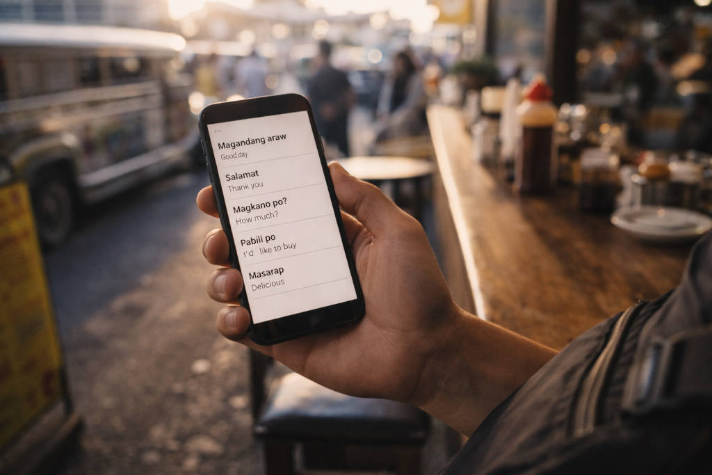 Tagalog Travel Phrases for Bakasyon: Easy Lines You’ll Use Tagalog Travel Phrases for Vacation Traveler using Tagalog travel phrases for vacation on a casual bakasyon day in Manila