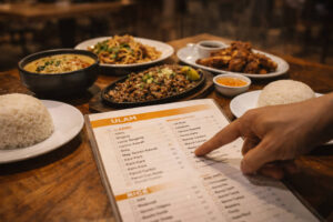 Ordering food in Taglish with Tagalog travel phrases for vacation like “hindi maanghang”