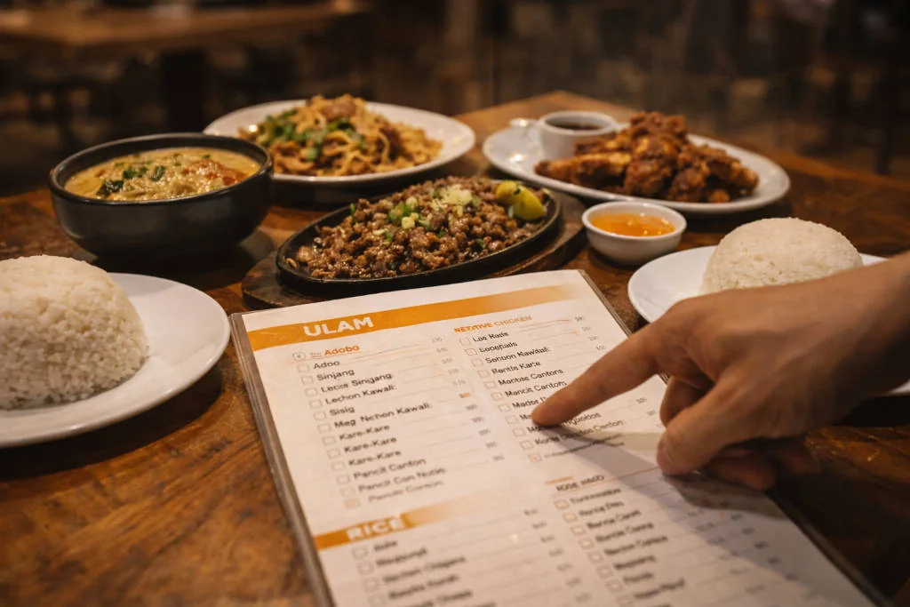 Ordering food in Taglish with Tagalog travel phrases for vacation like “hindi maanghang”