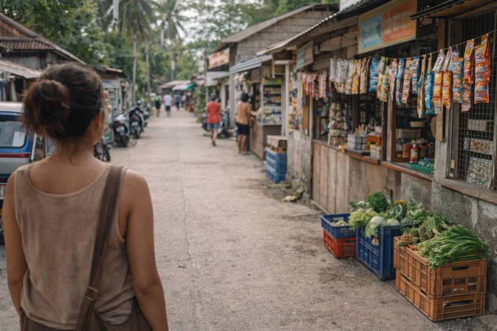 Logon village lane scene for where to stay in malapascua