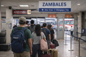 Zambales Itinerary 7 Days bus terminal waiting area with bags and Zambales route signage