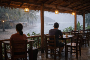 Zambales Itinerary 7 Days weather buffer day at a rainy café near the beach in Zambales