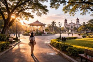 Bacolod itinerary 7 days Bacolod Public Plaza in the morning with shaded walking paths