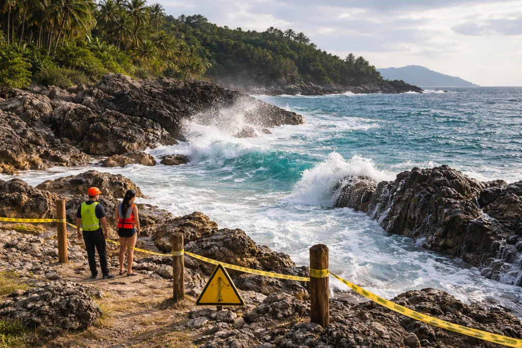 Tikling Island rocky edges and wave pattern for Best Beaches In Sorsogon safety context