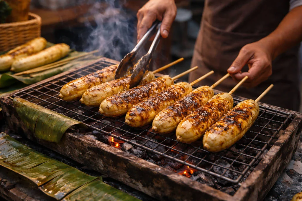 Ginanggang Grilled Banana Snack Vendor In Siargao Near The best restaurants in Siargao