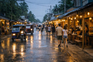 Tourism Road Dining Area In General Luna Siargao At Early Evening Near The best restaurants in Siargao