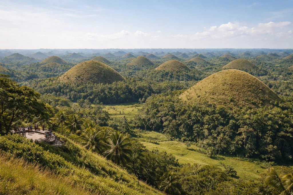 Chocolate Hills viewpoint on a clear day in Bohol for a Bohol Countryside Itinerary 4 Days