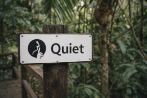 Philippine Tarsier Sanctuary quiet rules sign for a respectful Bohol Countryside Itinerary 4 Days