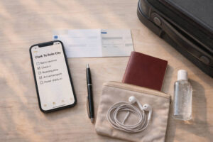 Clark to Iloilo City travel planning checklist with carry-on and phone