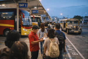 Bus terminal boarding area for Davao City to Vigan land travel